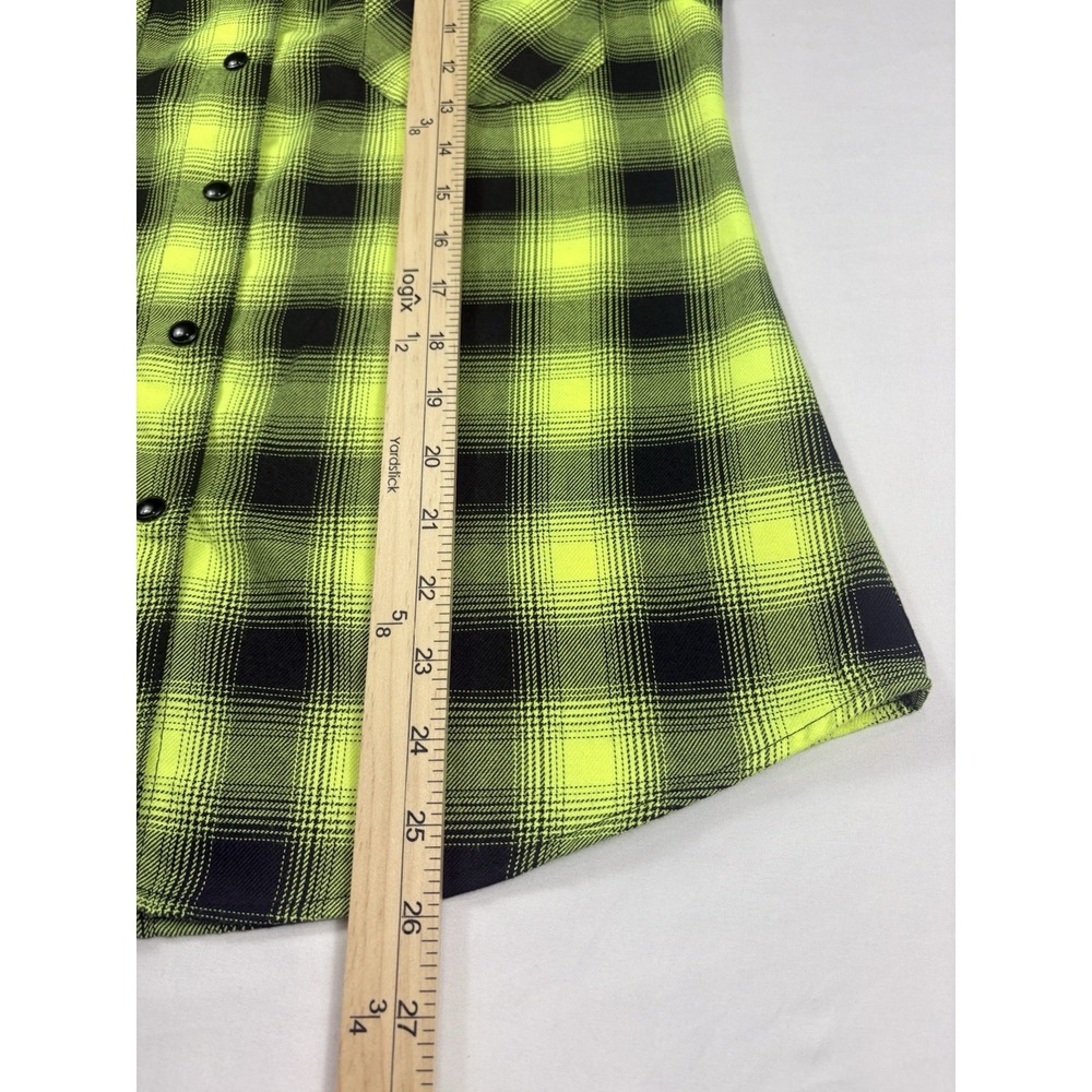 Dixxon Long Sleeve Flannel Button- Up The Lizard Womens Medium Green Black Plaid - Picture 13 of 16